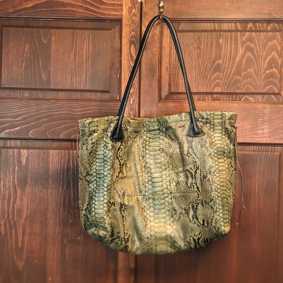 B. May Reversible Snake Skin Large Shoulder Bag - Picture 1 of 11